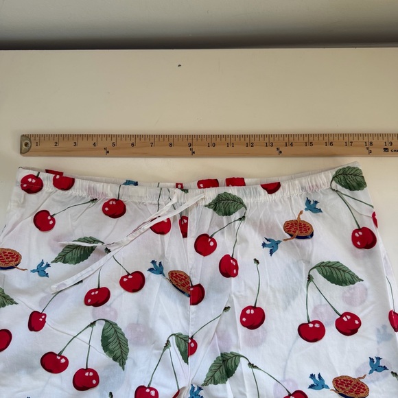 Nick & Nora Pajamas PJ Set Cherries Cherry Pie Cotton White Size Large - Picture 9 of 9